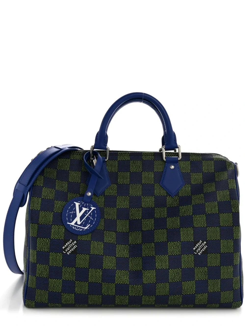 Louis Vuitton Blue & Green Damier Keepall-Style Duffel with LV Charm
